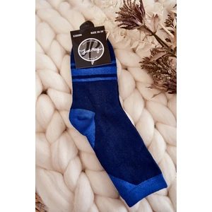 Women's two-tone socks with stripes Navy blue and blue