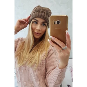 Beanie with fleece Sylwia K244 mocca