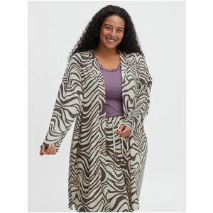 Brown-White Patterned Ladies Cardigan Fransa - Ladies