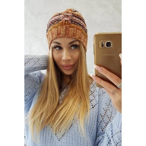 Čepice s fleecem Klaudia K255 oranžová+žlutá
