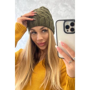 Beanie with fleece Agnieszka K239 khaki