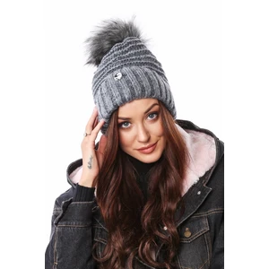 Winter beanie with hem, graphite