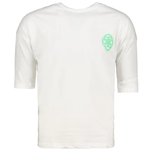 Trendyol White Men's Oversize/Wide Cut Crew Neck Short Sleeve Geometric Print 100% Cotton T-shirt.