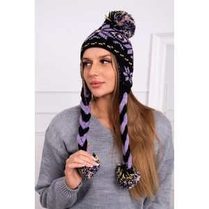 Cap with braids Fabia K272 black+purple