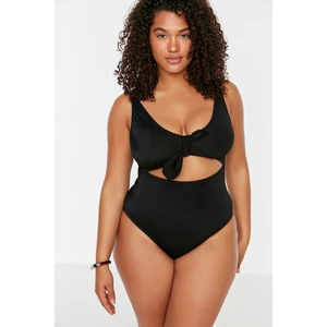 Trendyol Curve Black Cut Out Lace-Up Detailed Swimsuit