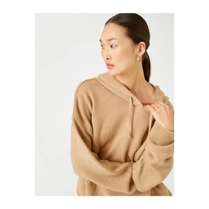 Koton Oversized Knitwear Sweater Hooded Kangaroo with Pocket