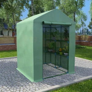 Fóliovník s policemi 143 x 143 x 195 cm ocel / PE Dekorhome,Fóliovník s policemi 143 x 143 x 195 cm ocel / PE Dekorhome