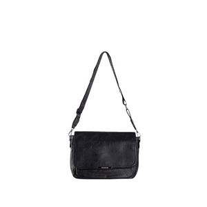 Black large messenger bag made of eco-leather