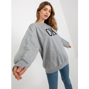 Grey loose oversize hoodie without embroidery