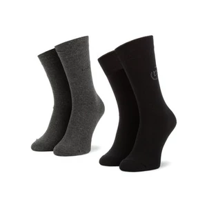 Sada 2 párů pánských vysokých ponožek BUGATTI - 6762 Black 610