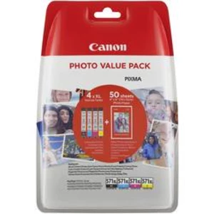 Canon CLI-571XL 0332C005 Bk+C+M+Y multipack originální cartridge + fotopapír 50x (10x15)