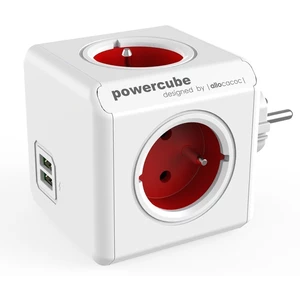 Zásuvka PowerCube ORIGINAL USB, Red, 4 rozbočka, 2x USB