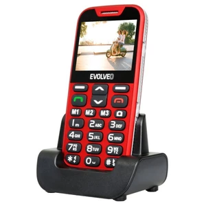EVOLVEO EasyPhone XD, mobilní telefon pro seniory s nabíjecím stojánkem (červená barva)