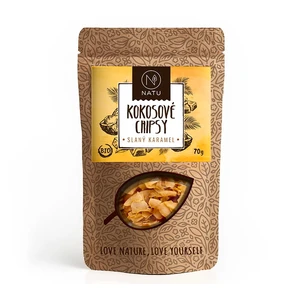 Natu Kokosové chipsy BIO 70 g slaný karamel