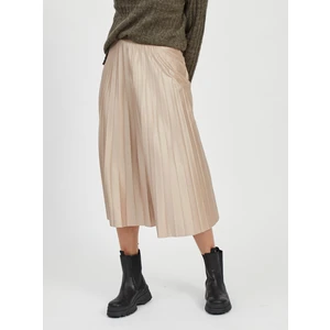 Beige Pleated Midi Skirt VILA-Nitban - Women