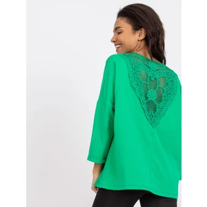 Dark green blouse with lace on the back of Sylvie RUE PARIS