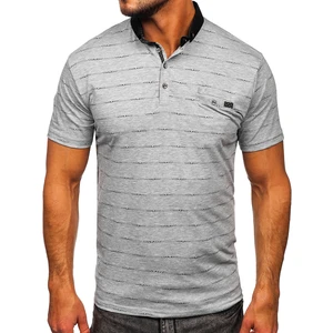 Tricou polo gri cu imprimeu Bolf 192472