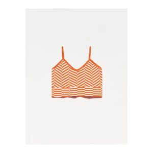 Dilvin 10184 Strap Knitwear Athlete Crop-orange
