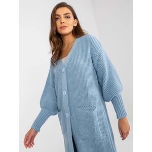 Light blue long cardigan with pockets OH BELLA