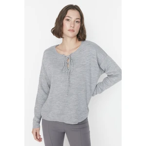 Trendyol Gray Collar Detailed Oversized Knitwear Sweater