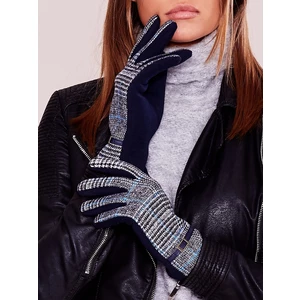 Elegant navy blue gloves with a pattern