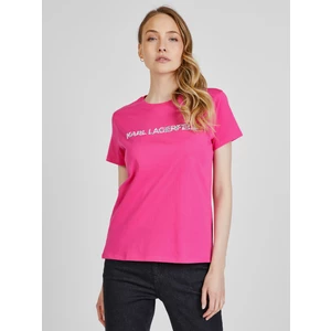 Tričko Karl Lagerfeld Elongated Zebra Logo T-Shirt - Růžová - L