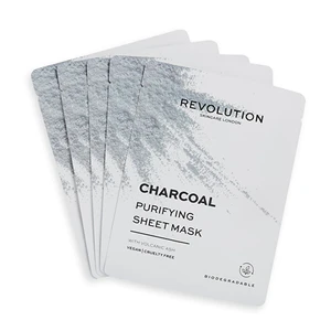 Revolution Skincare Sada pleťových masiek s čiernym uhlím biodegradable (Purifying Charcoal Sheet Mask)