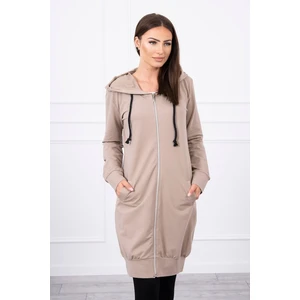 Hooded dress with a hood dark beige