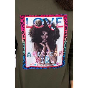 Blouse with graphics American Girl khaki S/M - L/XL