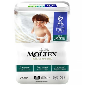 MOLTEX Pure & Nature natahovací plenkové kalhotky XL +14 kg (18 ks)