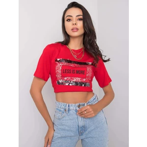Red women&#39;s t-shirt with the inscription