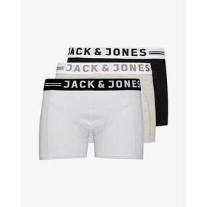 Sada tří boxerek v šedé, bílé a černé barvě Jack & Jones Sense