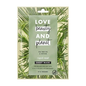 Love Beauty & Planet Rapid Reset Tea Tree Oil & Vetiver plátýnková maska s osvěžujícím účinkem 21 ml