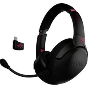 Asus ROG STRIX GO 2.4 Electro Punk herní headset bez kabelu, stereo přes uši, bezdrátový 2,4 GHz, s Bluetooth, jack 3,5 mm, černá, růžová