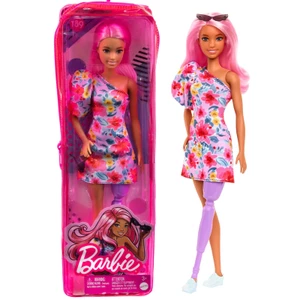 Mattel Barbie modelka kvetinové šaty na jedno rameno