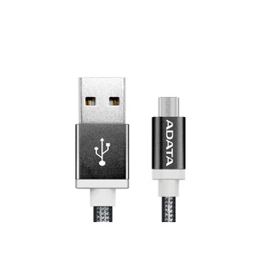 Kábel Adata USB/micro USB, 1m, pletený čierny (Amucal-100CMK-CBK...