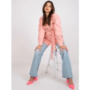 Olesia pink long shirt with a belt