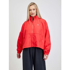 Červená dámská volná bunda s potiskem Calvin Klein - Dámské