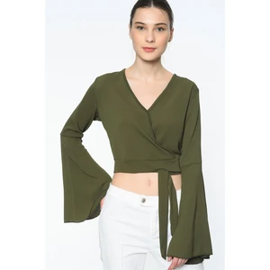 Z6226 DEWBERRY WOMEN'S BLOUSE-STRAIGHT KHAKI