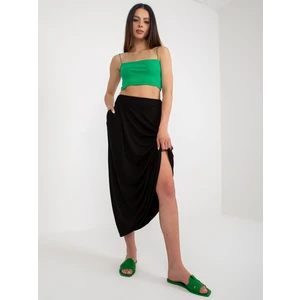 Basic black midi skirt with pockets by RUE PARIS