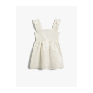 Koton Girls' Embroidered Ruffle Sleeve Mini Dress