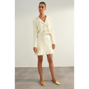 Trendyol Limited Edition Ecru Soft-textured Skirt with Frill Detail