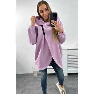 Sweatshirt with short zipper light purple