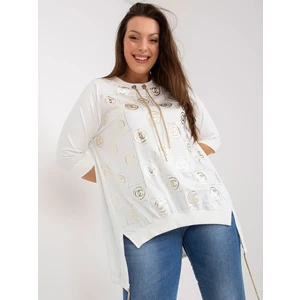 White cotton blouse of larger size with motif