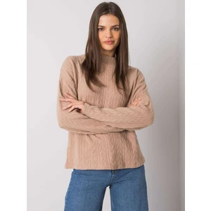 Dark beige sweater with a fine Brailey pattern RUE PARIS