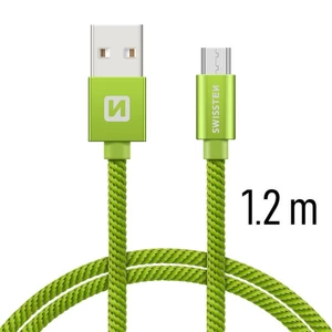 Datový kabel Swissten Textile USB/MicroUSB, 1,2m, zelený