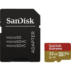 Pamäťová karta micro SDHC, 32 GB, SanDisk Extreme® Action Cam, Class 10, UHS-I, UHS-Class 3, v30 Video Speed Class, vr. SD adaptéru, výkonnostný štand