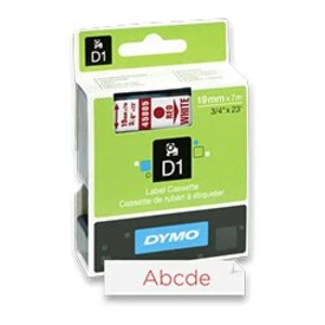 Dymo D1 45805, S0720850, 19mm x 7m, červený tisk / bílý podklad, originální páska