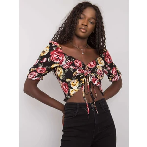 Black blouse with flowers from Laquinta RUE PARIS