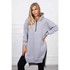 Insulated sweatshirt with slits on the sides gray